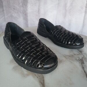 Sunsteps Hand Woven Leather Fisherman Huarache Sandals Black Size 10 Mens